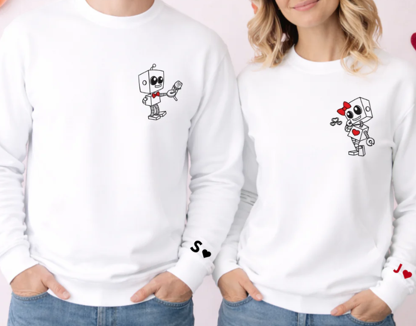 Conjunto de Casal Personalizado "Robôs Apaixonados"