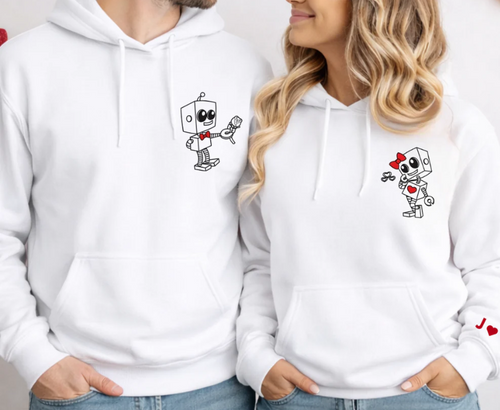 Conjunto de Casal Personalizado "Robôs Apaixonados"