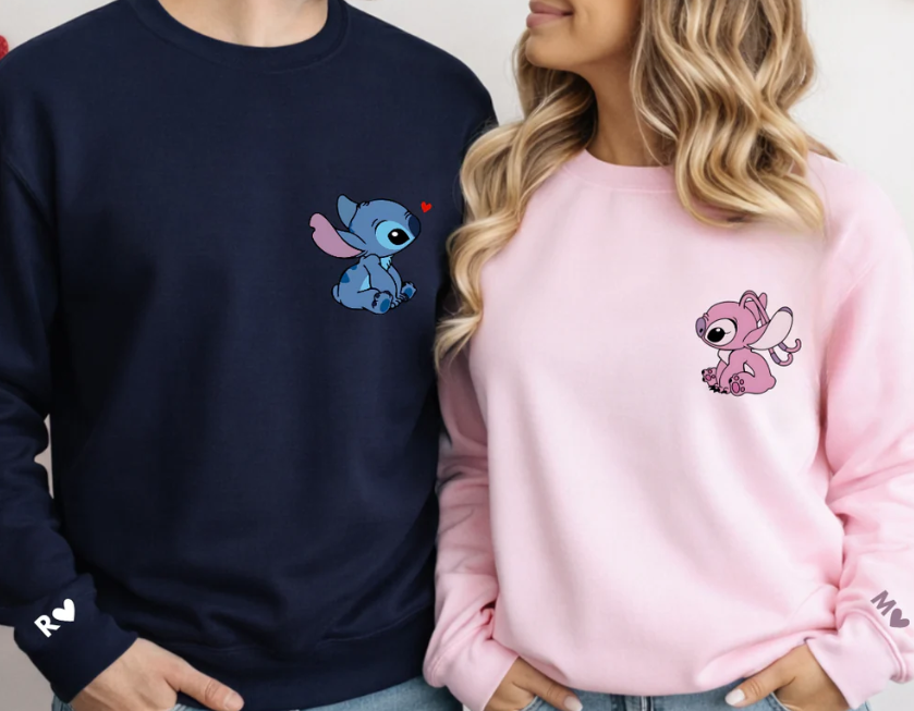 Conjunto de Casal Personalizado "Stitch & Angel"