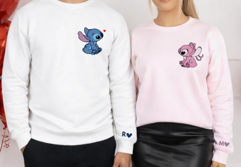 Conjunto de Casal Personalizado "Stitch & Angel"