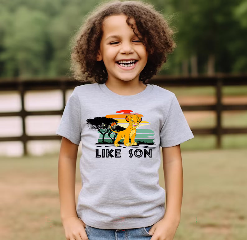 Conjunto Pai e Filho Personalizado "Like Father, Like Son" – Rei Leão
